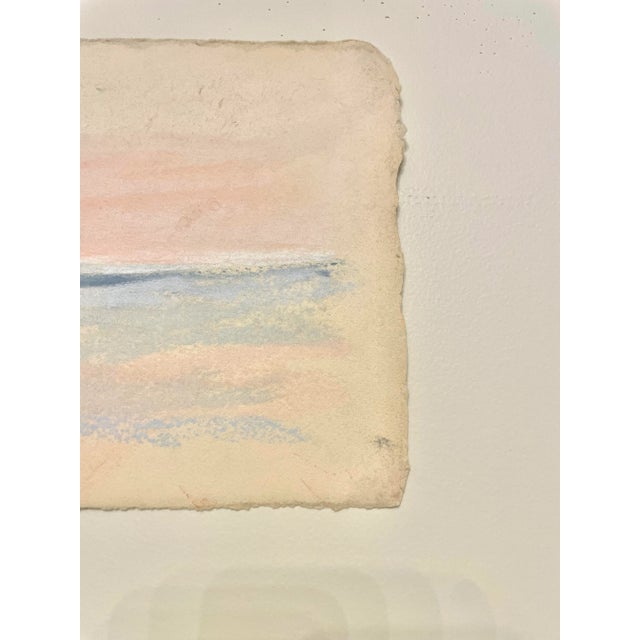 Modern Coastal Original Pastel Unframed Raw Edge Painting, Pink, Blue and Yellow For Sale - Image 12 of 12