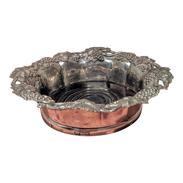 Antique English Wine Coaster Attributed to Corbell & Co With Grape Motif For Sale