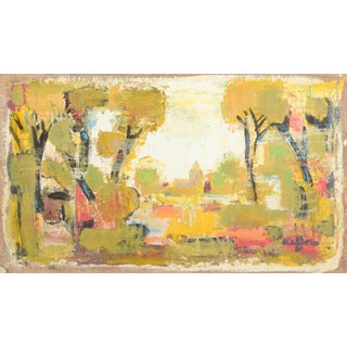 Charles Kiffer, View of Trees and Church, 1960s, Canvas For Sale