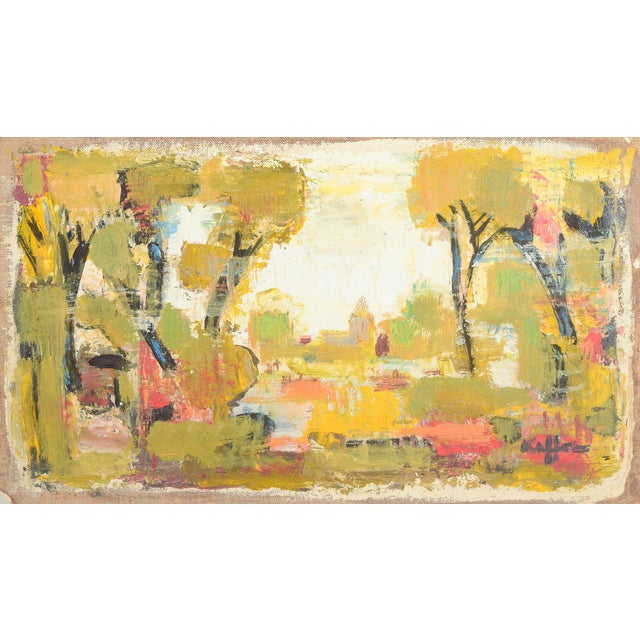 Charles Kiffer, View of Trees and Church, 1960s, Canvas For Sale
