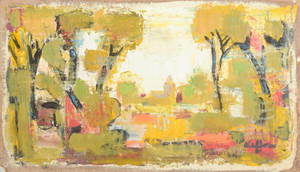 Charles Kiffer, View of Trees and Church, 1960s, Canvas