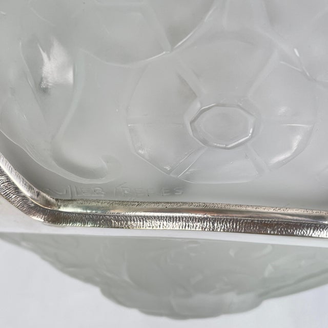 Silver Art Deco Nickel-Plated Ceiling Light by Muller Freres, Luneville, 1930s For Sale - Image 8 of 14