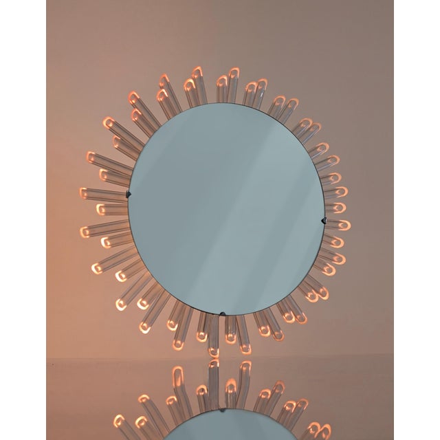 Mid-Century Modern Sun Wall Mirror in Pink Acrylic Glass, 1970s For Sale - Image 4 of 12