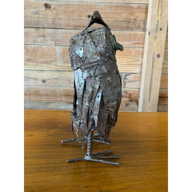Brutalist Welded Metal Owl Sculpture Candle Holder Folk Art For Sale - Image 4 of 12