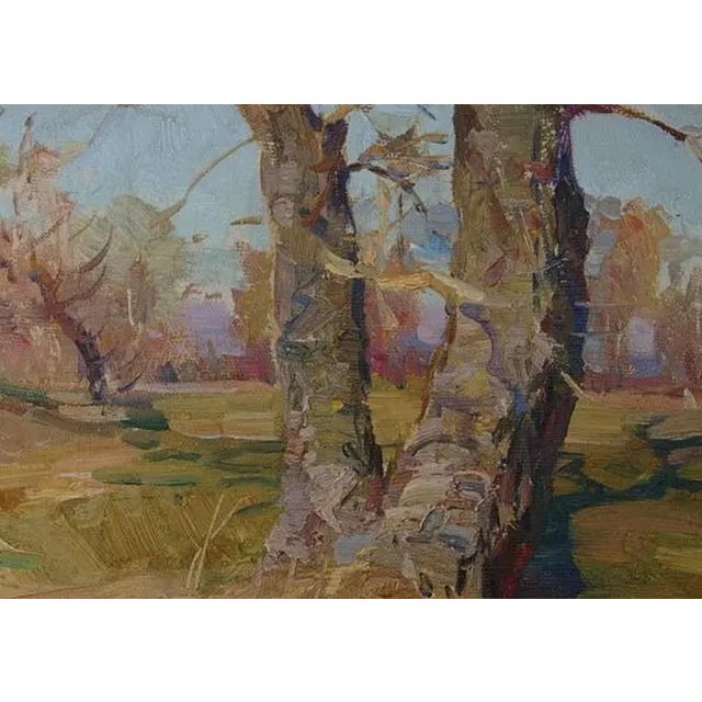 Impressionist Treelandscape Painting, Antique Soviet Art, 1960s 33-47 For Sale - Image 4 of 6