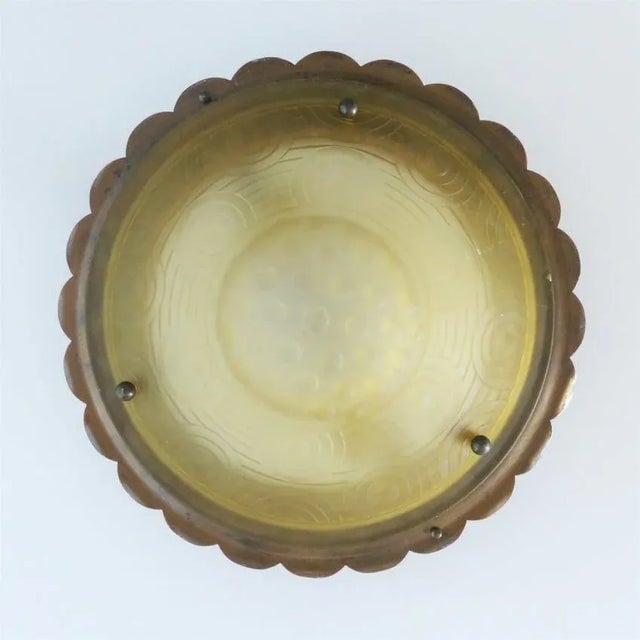 Art Deco Glass Ceiling Lamp, 1930s, in Very Good conditions. Designed 1920 to 1949 European Plug (up to 250V).The wiring...