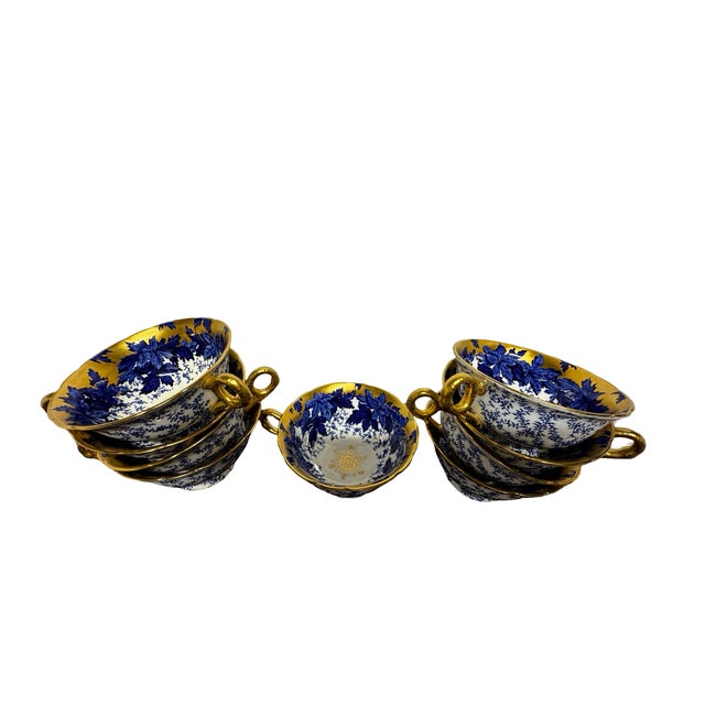 Early 21st Century Cobalt Blue & Gold Fine China and Signed Crystal Cobalt Blue & Gold Fine China and Signed Crystal Collection, (79 Pieces Total) For Sale - Image 5 of 17