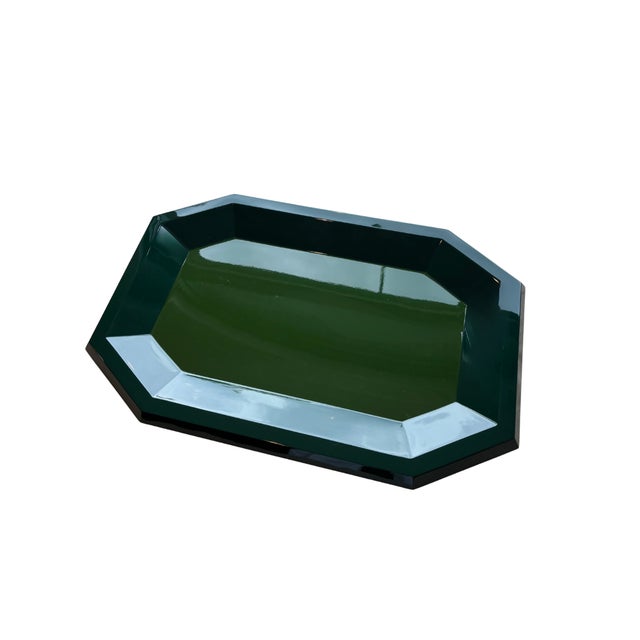 The Jacques Tray is generous and faceted with an inset geometric top. This jewel-like two-tone tray is perfect for styling...