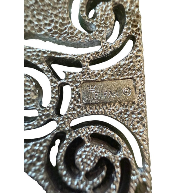Mid 20th Century Silver Vintage Crown Trifari Large Pendant Necklace For Sale - Image 5 of 8