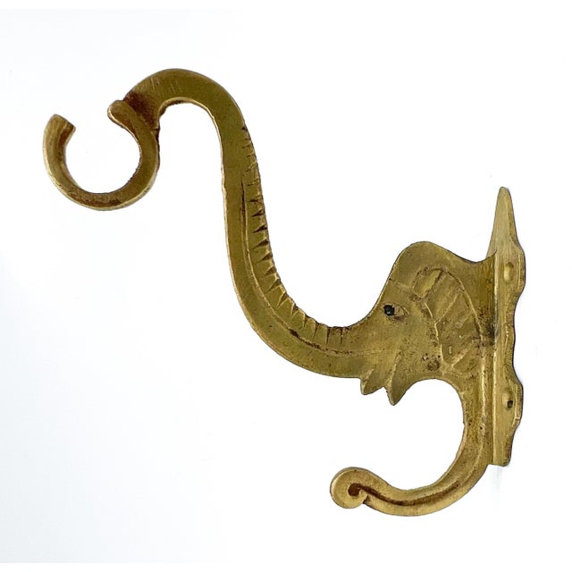 Pair of Vintage Indian Brass Elephant Double Wall Hooks – Bohemian / Global For Sale - Image 10 of 11