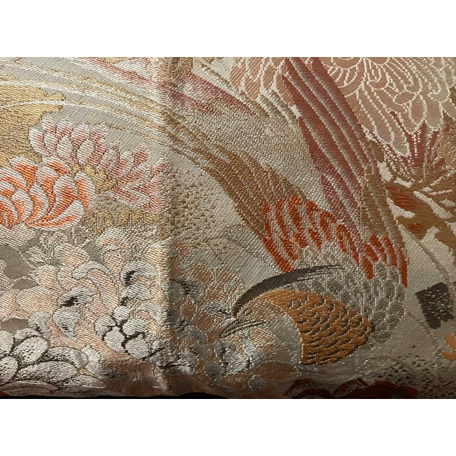 Vintage Japanese Obi Silk Decorative Pillows, Pair, 26" X 18" For Sale - Image 9 of 9