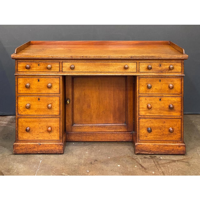 Large English Pedestal Desk With Kneehole Cabinet of Mahogany For Sale - Image 4 of 11