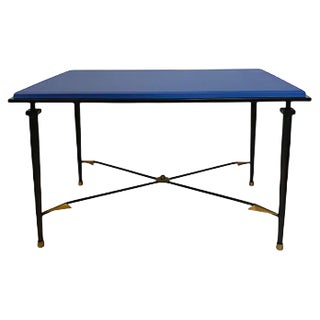 French Art Deco Wrought Iron & Brass Side Table with Arrows in the Style of André Arbus, 1940s For Sale