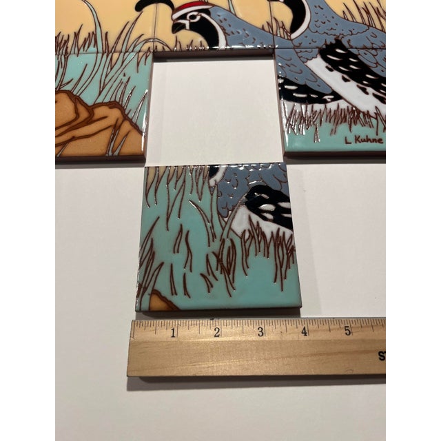 Set of 24 L. Kuhne Southwest Quail Covey Signed Ceramic Art Tiles For Sale In Los Angeles - Image 6 of 9