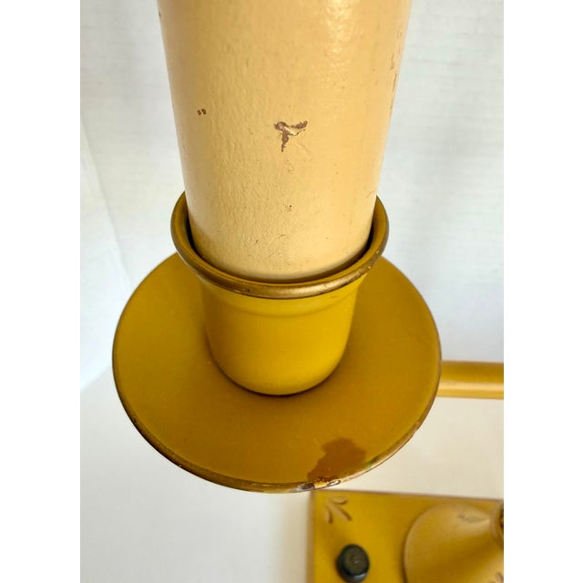 Vintage French Empire Bouillotte Mustard and Gold Tole Library Table Lamp For Sale - Image 9 of 11