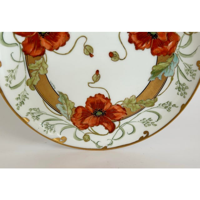 Early 20th Century Antique Haviland Limoges Hand-Painted Poppy Plate — Pitkin & Brooks Chicago For Sale - Image 5 of 10