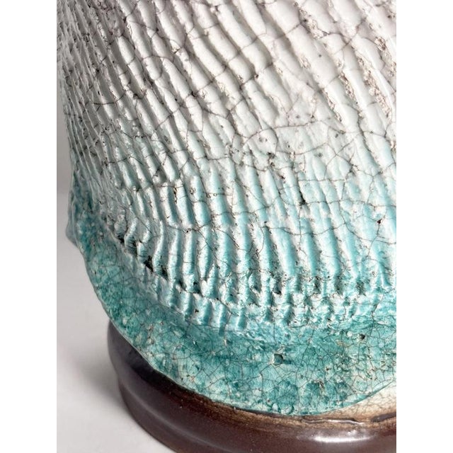 Raku Ceramic Table Lamp with Botanical Decoration, France, 1960s For Sale - Image 13 of 15