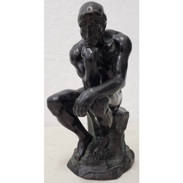 Early 20th Century Early 20th Century Patinated Metal "Thinker" Sculpture For Sale - Image 5 of 6