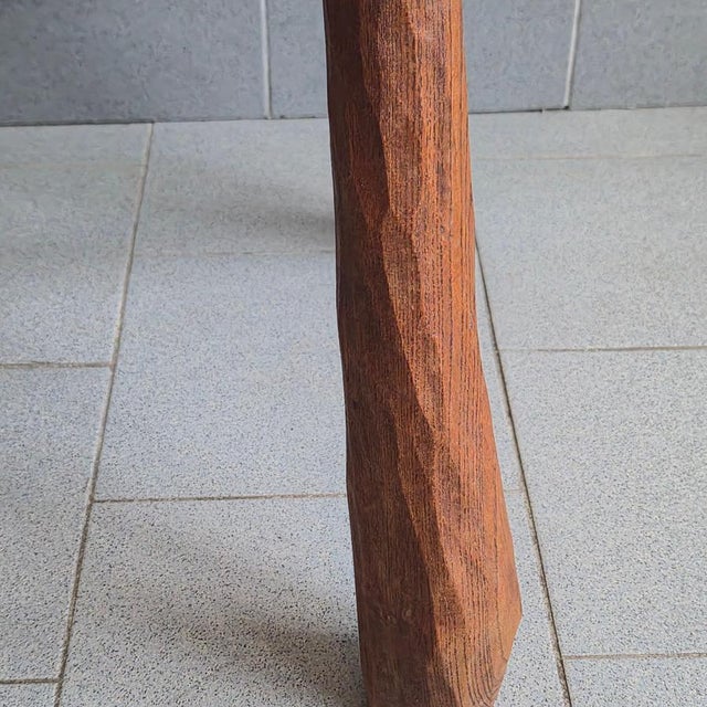 Brutalist Side Table in Oak by Jean Touret for Marolles, 1970s For Sale - Image 11 of 14