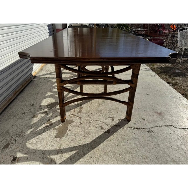 Late 20th Century Late 20th Century Handcrafted in Thailand Boho Chic Bamboo/Teak Dining Room Table For Sale - Image 5 of 12