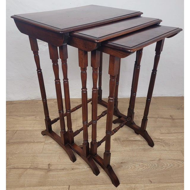 Vintage Nesting Tables in Mahogany, 1960, Set of 3 For Sale - Image 4 of 17