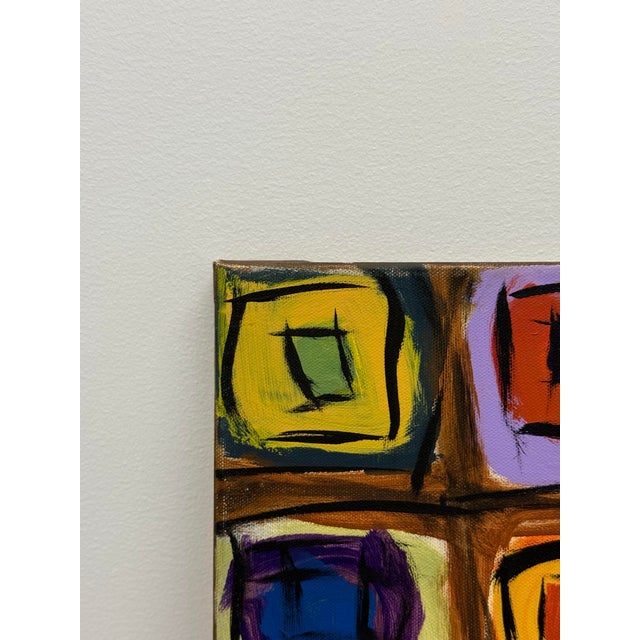 Set of 3 Original Paintings Abstract Squares, Multi Colored on Square Canvas For Sale - Image 4 of 11