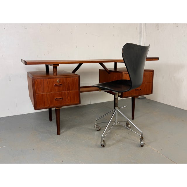 Wood Mid-Century Danish Teak Desk attributed to Louis van Teeffelen for Wébé, 1960s For Sale - Image 7 of 18