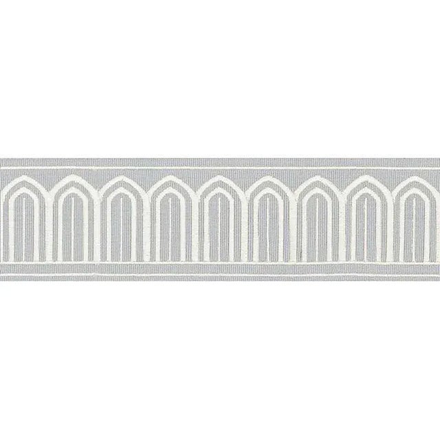 Contemporary Sample - Schumacher X Miles Redd Arches Embroidered Tape Medium in Sky For Sale - Image 3 of 3