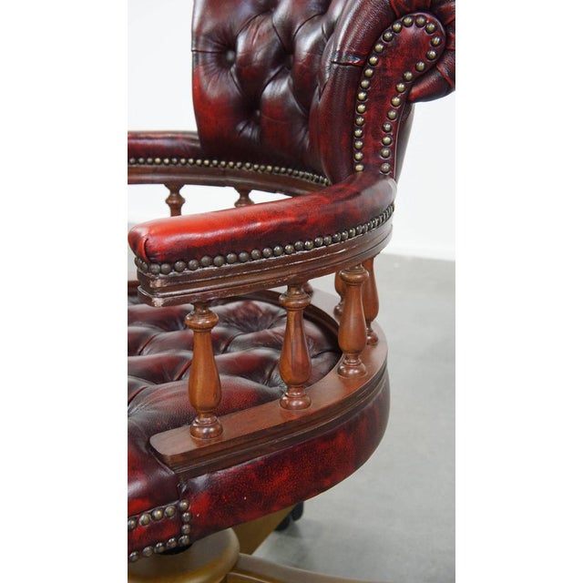 Chesterfield Office Chair on Wheels in Red For Sale - Image 10 of 14