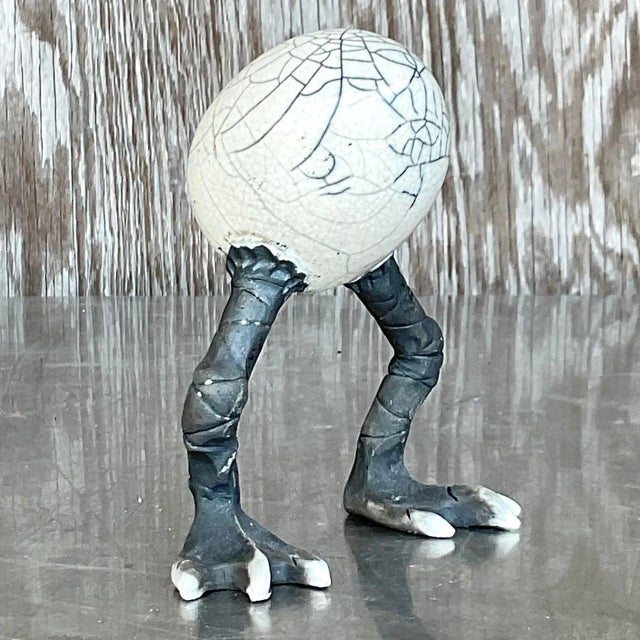 Late 20th Century Vintage Vintage Boho Raku Fired Egg Sculpture For Sale - Image 5 of 16