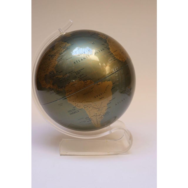 Mid-Century Modern Vintage Diamond Marquise Globe on Lucite Stand by Replogle For Sale - Image 3 of 12