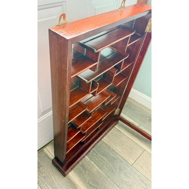 Vintage Chinese Solid Rosewood Oriental Wall Curio For Sale - Image 4 of 14