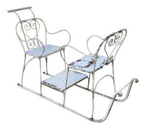 Antique Wrought Iron Sleigh in Country French Style