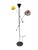 Super fun articulated three armed floor lamp with red, yellow and black lamp shades. Silver/chrome stand, arms are...