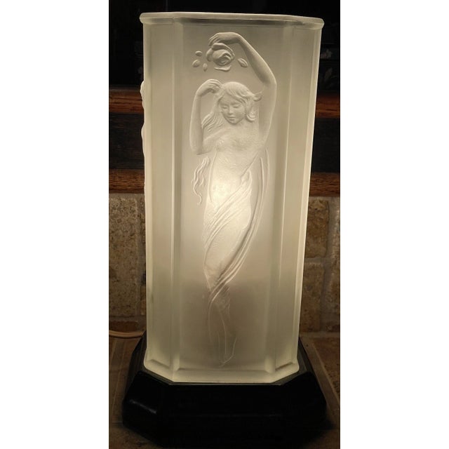 Welcome to Celestial Nonesuch For Sale Today: Antique Art Deco Tiffin Frosted Glass Torchiere Lamp 1920s Nude Nouveau...