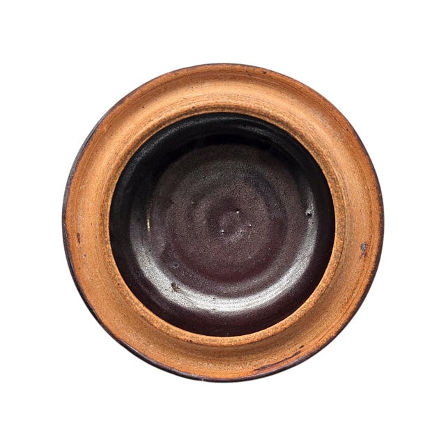 Late 20th Century Japanese Studio Pottery Mingei Tenmoku Glazed Tea Storage Jar 9" For Sale - Image 5 of 14