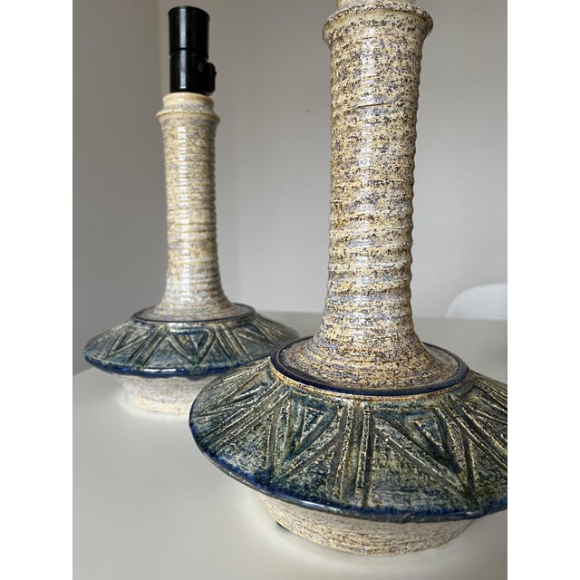 Handmade Stoneware Table Lamps by Jette Hellerøe for Axella, Denmark, 1970s, Set of 2 For Sale - Image 12 of 12