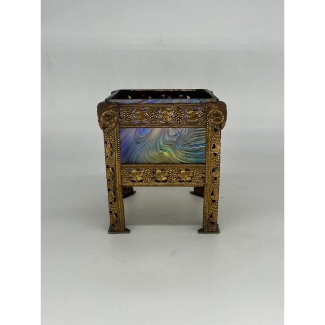 Art Nouveau Austrian Art Glass and Bronze Vase For Sale - Image 4 of 13