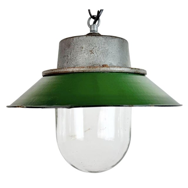 Industrial Green Enamel and Cast Iron Pendant Light, 1960s For Sale - Image 16 of 16