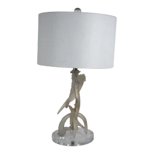 Vintage Faux Antler Lucite & Resin Table Lamp & Shade