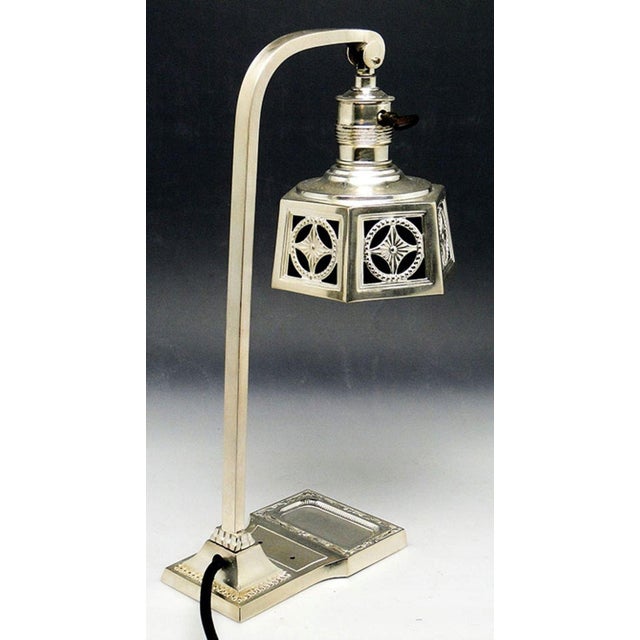 Art Nouveau Silver-Plated Desk Lamp, Early 20th-Century For Sale - Image 3 of 13