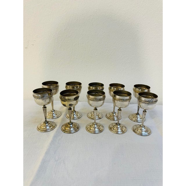 Vintage French Silver-Plated Liqueur Cups, 1920s, Set of 10 For Sale - Image 6 of 8
