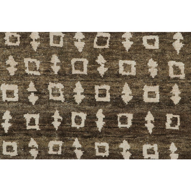 Modern Rug & Kilim’s Block Print Rug in Brown With Cream Geometric Patterns For Sale - Image 3 of 7