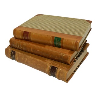 Antique Foreign Leather Designer Books- Set of 3 For Sale