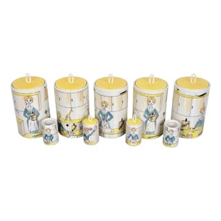 Italian Futurist Ceramic Spice Jar Mix from Alfa, 1950s, Set of 9 For Sale