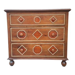 Vintage Art Deco Wooden and Beaded Inlayed Commode For Sale