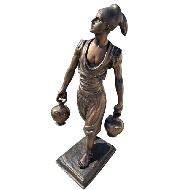 Large Sculpture Depicting a Water Carrier, 1950s, Bronze For Sale - Image 6 of 10