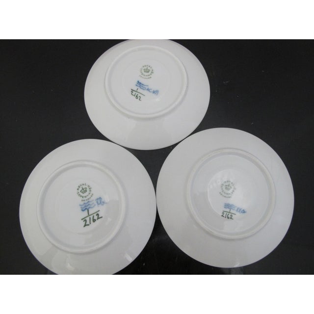 Early 20th Century Royal Copenhagen Denmark 2162 Plain Blue Fluted Saucer Plate Set of 3 For Sale - Image 5 of 6