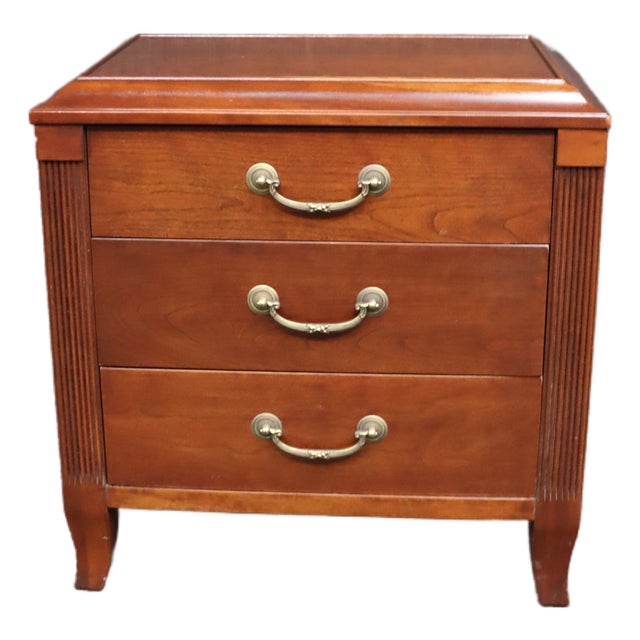 Ethan Allen Maison Collection Solid Cherry 3-Drawer Nightstand For Sale