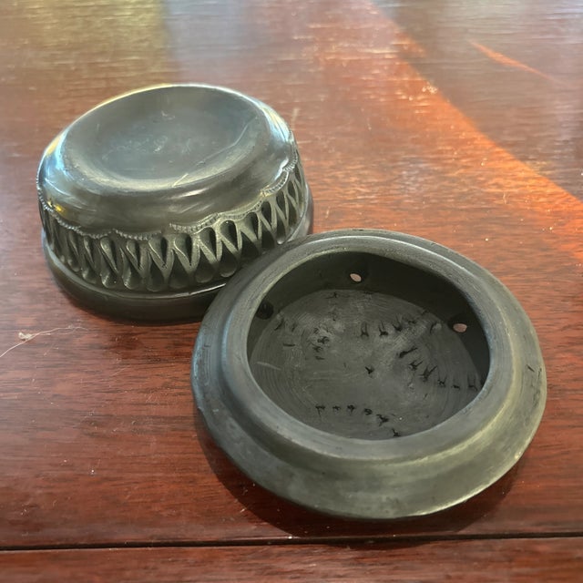 Mexican Black Clay Pottery Box For Sale - Image 4 of 4